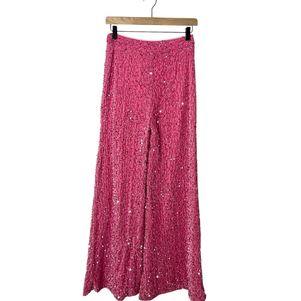 Faeriesty Sequin Wide Leg Pants Pink Size Medium - Picture 6 of 8